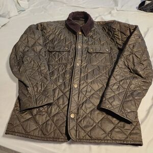 Barbour Mens Sz Large Green Quilted Jacket READ